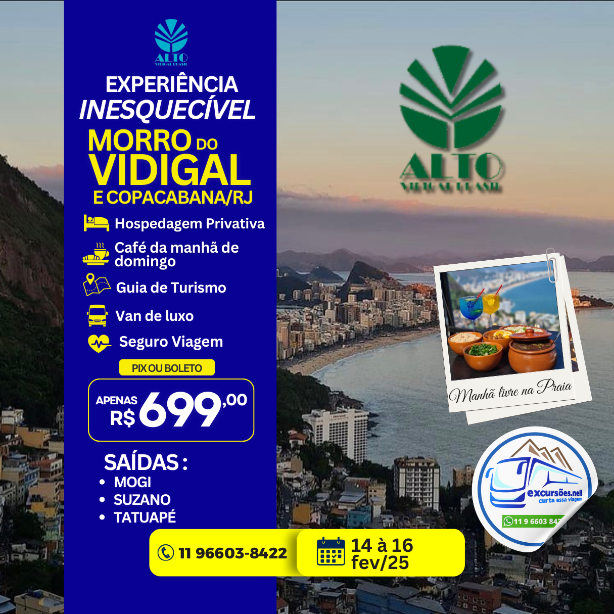 Morro do Vidigal e Copacabana/RJ